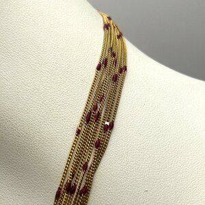 Vintage Citation Necklace Bracelet Set Gold Tone Red Enamel Signed